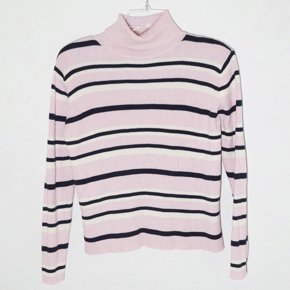 Karen Scott Petites Striped Turtleneck Sweater